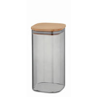 SCHÜTTDOSE 1,5 l  - Hellgrau, Basics, Glas/Holz (10/10/20cm) - Kela