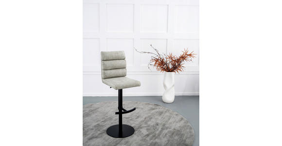 BARHOCKER Webstoff Sandfarben Eisen Stoffauswahl, Sitzfläche 360° drehbar  - Sandfarben/Schwarz, Design, Textil/Metall (42/90-117/58,5cm) - Novel