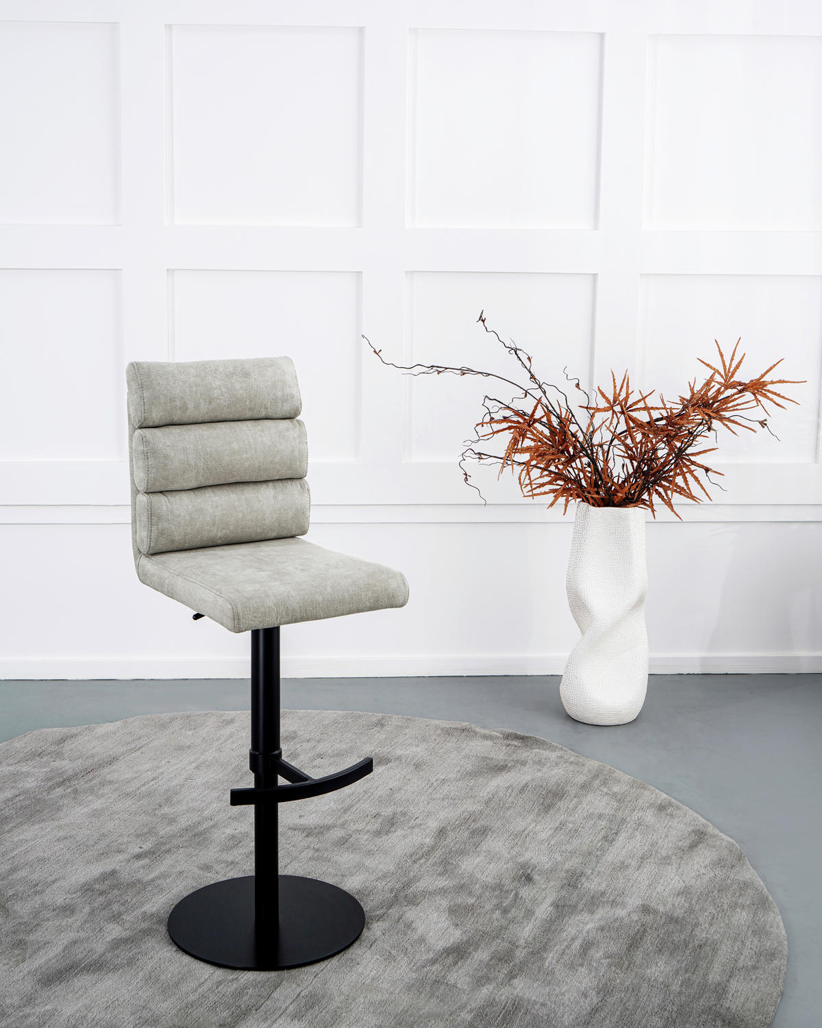 BARHOCKER Webstoff Sandfarben Eisen Stoffauswahl, Sitzfläche 360° drehbar  - Sandfarben/Schwarz, Design, Textil/Metall (42/90-117/58,5cm) - Novel