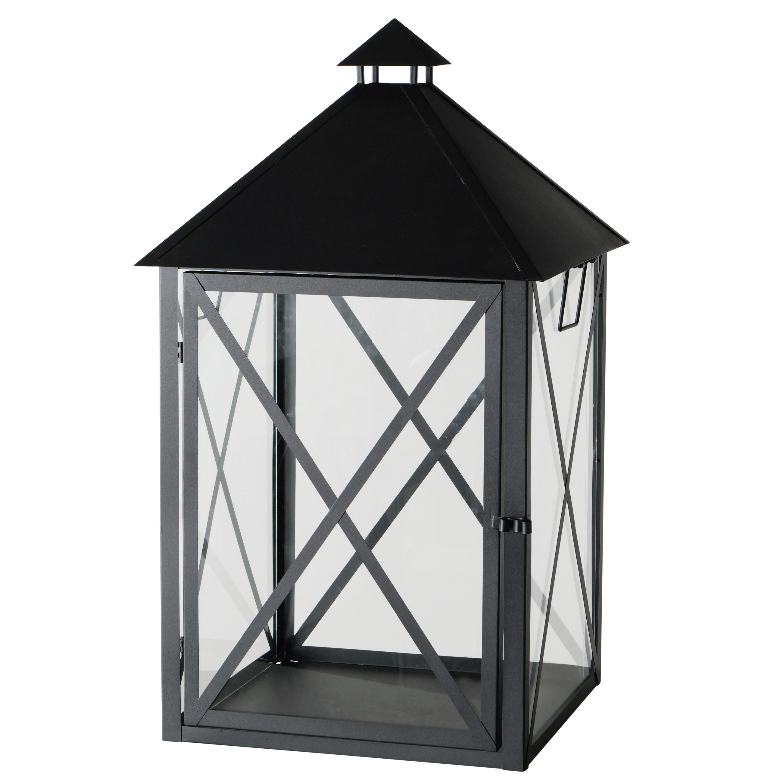 LATERNE - Schwarz, LIFESTYLE, Glas/Metall (60/60/106cm)