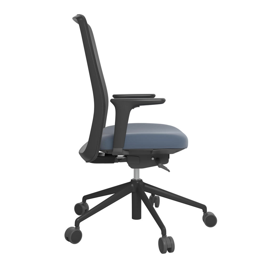 Thumbnail - Drehstuhl, Schwarz, Petrol, Metall, Kunststoff, Textil, Drehkreuz, 70x103-115x70 cm, Stoffauswahl, Sitzfläche 360° drehb...