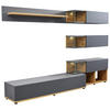 WOHNWAND  in Anthrazit, Eichefarben  240/150/40 cm  - Eichefarben/Anthrazit, MODERN, Glas/Holzwerkstoff (240/150/40cm) - Livetastic