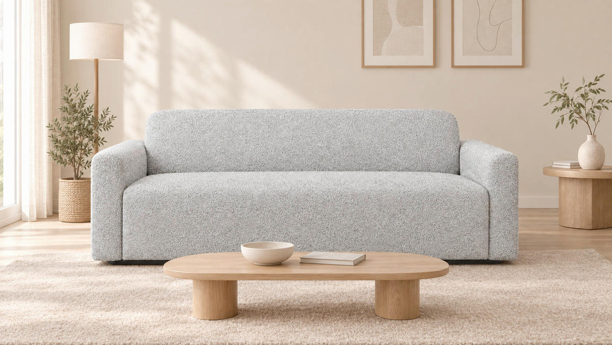 2-SITZER-SOFA Hector in Hellgrau  - Hellgrau/Schwarz, Design, Textil (203/71/92cm) - Livetastic