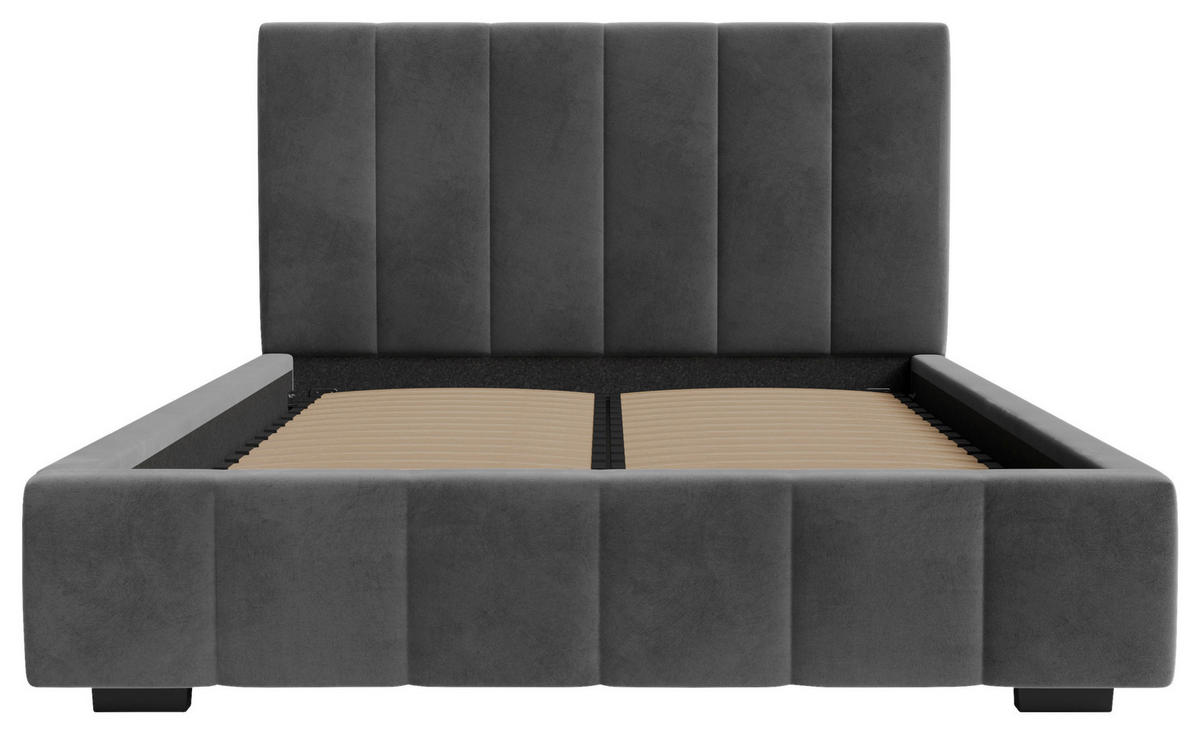 POLSTERBETT Lattenrost, Bettkasten 140/200 cm  in Anthrazit  - Anthrazit/Schwarz, Design, Holz/Kunststoff (140/200cm) - Boxxx