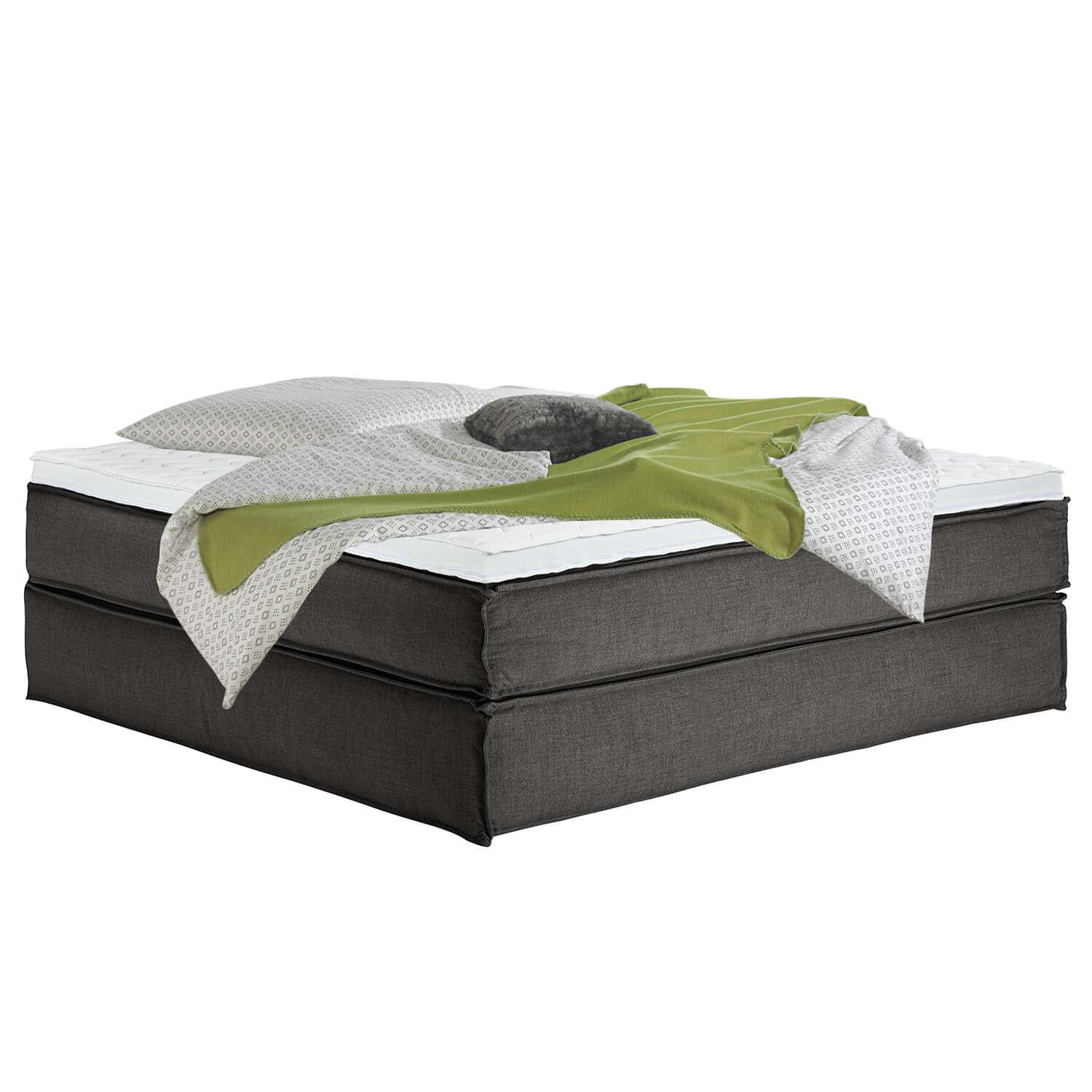 BOXSPRINGBETT 200/220 cm  in Anthrazit  - Anthrazit/Schwarz, Design, Textil (200/220cm) - home24