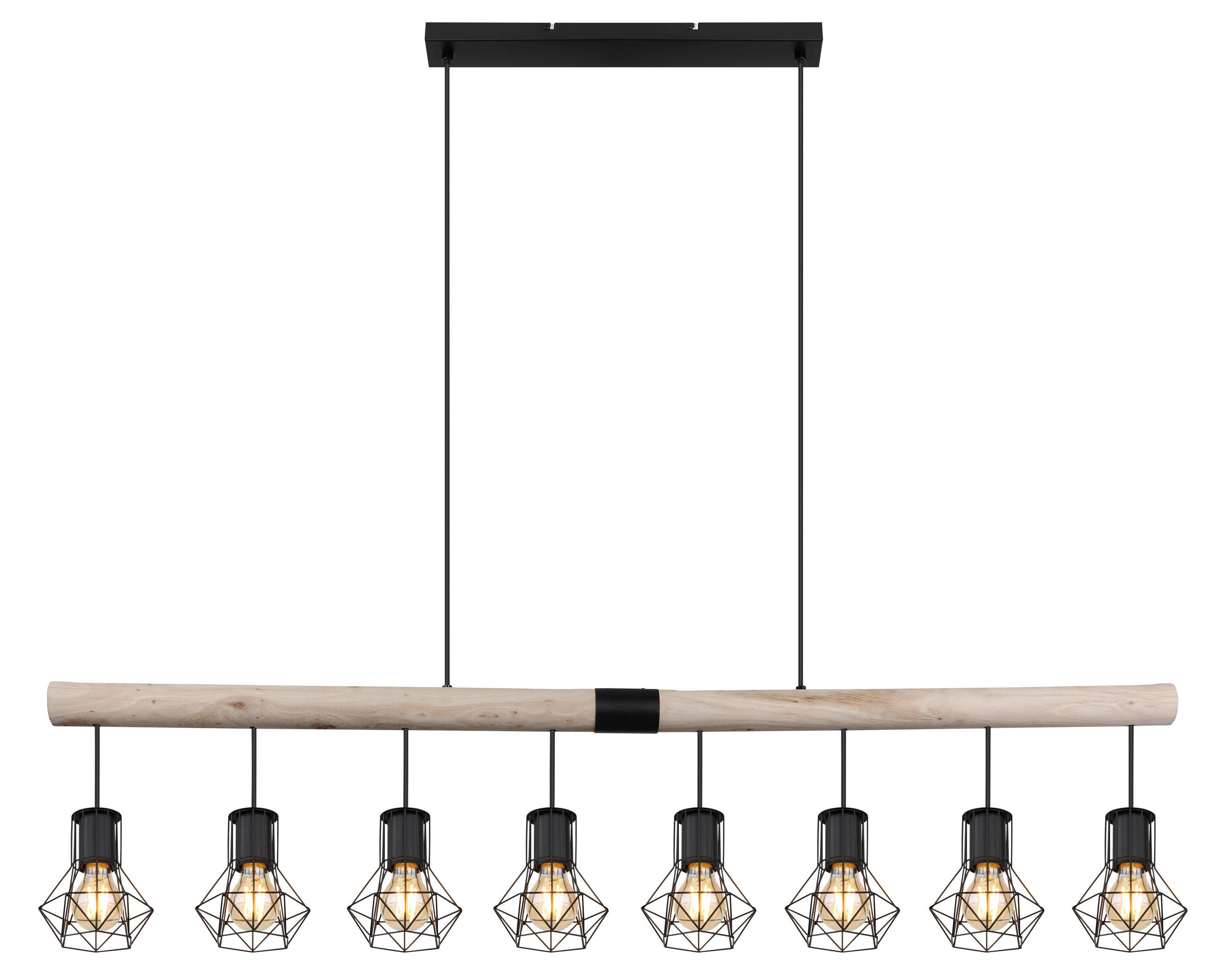HÄNGELEUCHTE 140/13,3/120 cm  - Schwarz/Naturfarben, Natur, Holz/Kunststoff (140/13,3/120cm) - Globo