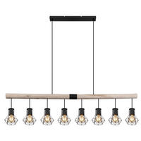 HÄNGELEUCHTE 140/13,3/120 cm  - Schwarz/Naturfarben, Natur, Holz/Kunststoff (140/13,3/120cm) - Globo
