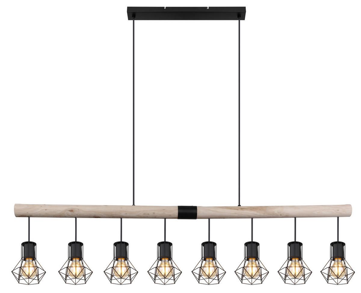 HÄNGELEUCHTE 140/13,3/120 cm  - Schwarz/Naturfarben, Natur, Holz/Kunststoff (140/13,3/120cm) - Globo