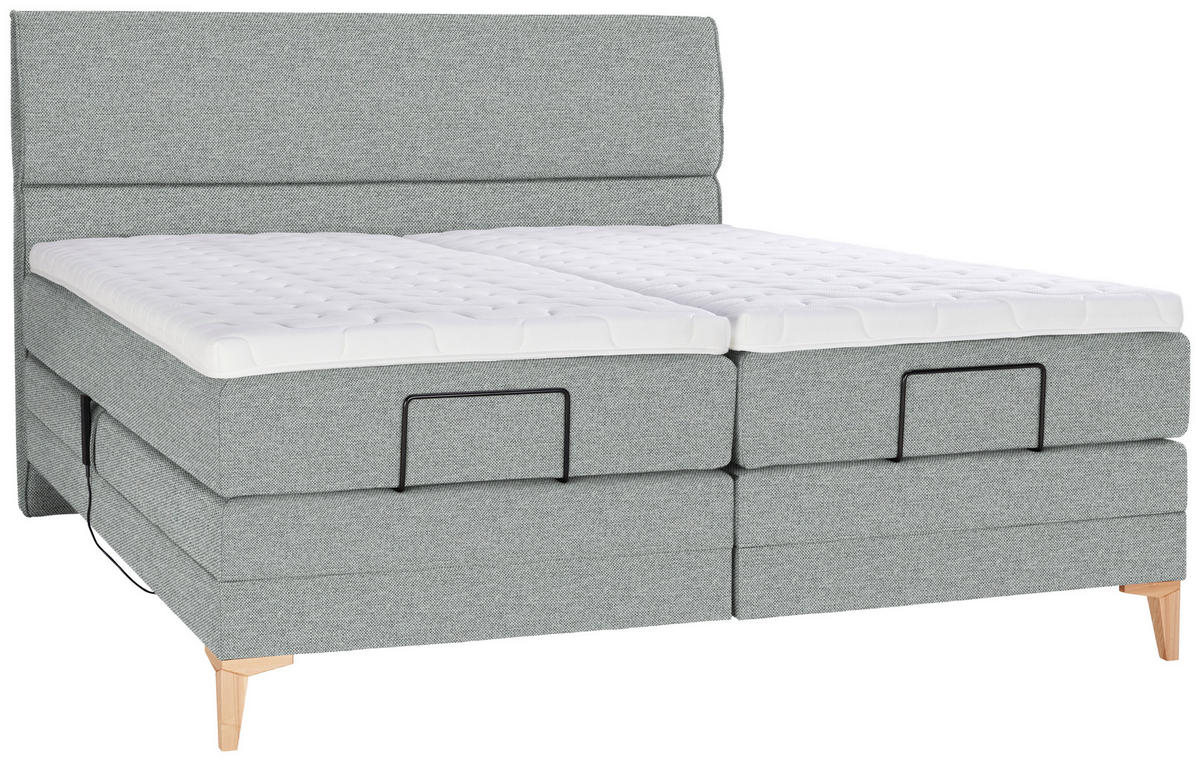 BOXSPRINGBETT 180/200 cm  in Grau  - Eichefarben/Grau, Konventionell, Holz/Textil (180/200cm) - Voleo