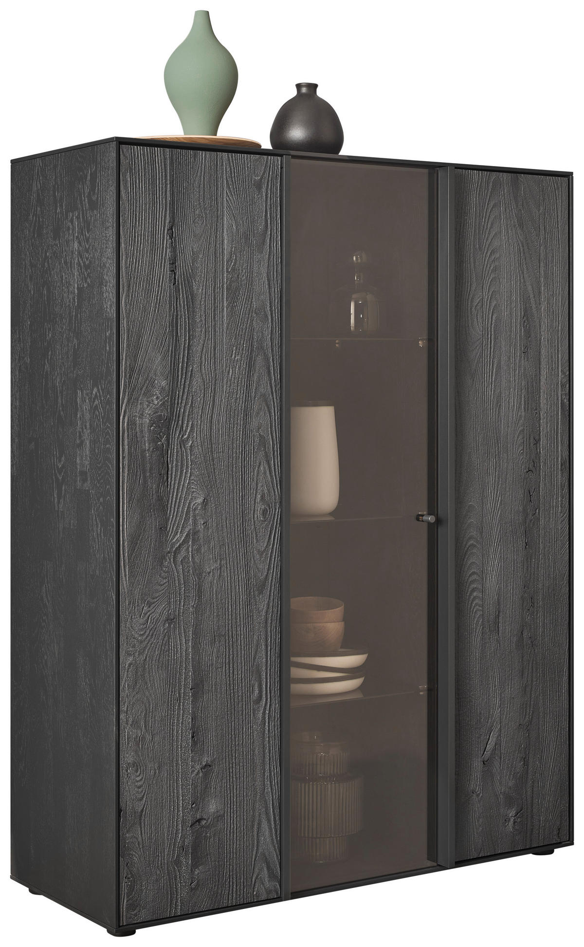 HIGHBOARD  in 109/142/44 cm  - Anthrazit, Design, Glas/Holz (109/142/44cm) - Johann Jakob