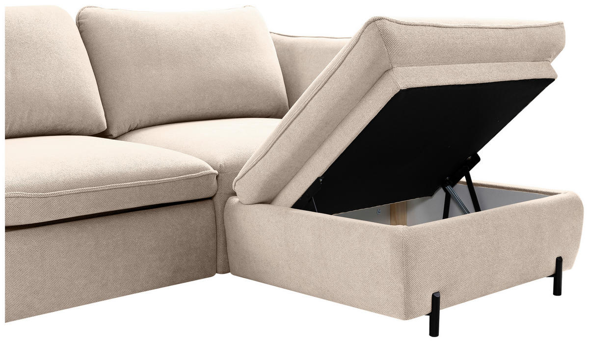 ECKSOFA Hellbraun  - Hellbraun/Schwarz, Modern, Textil/Metall (262/178cm) - MID.YOU