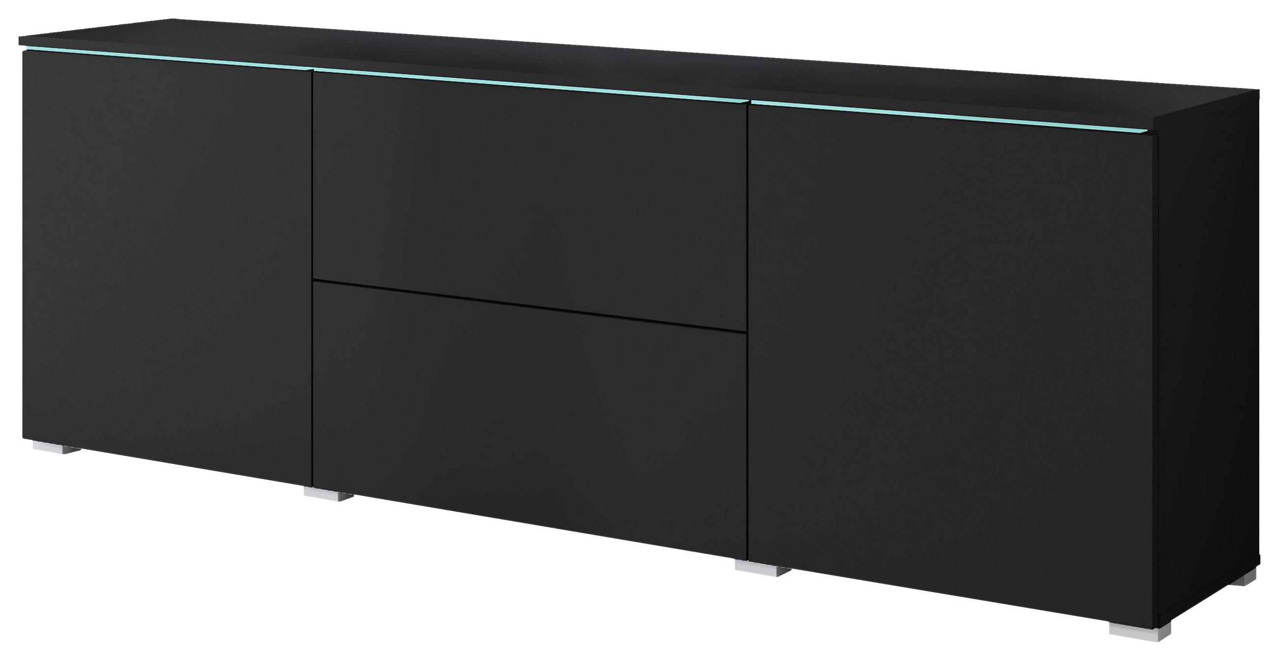 P & B NÍZKA KOMODA, čierna, 180/61,8/34,5 cm