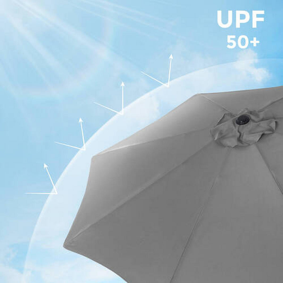 SLUNEČNÍK 300/300 cm - šedá/černá, Basics, kov/textil (300/300cm) - Modante