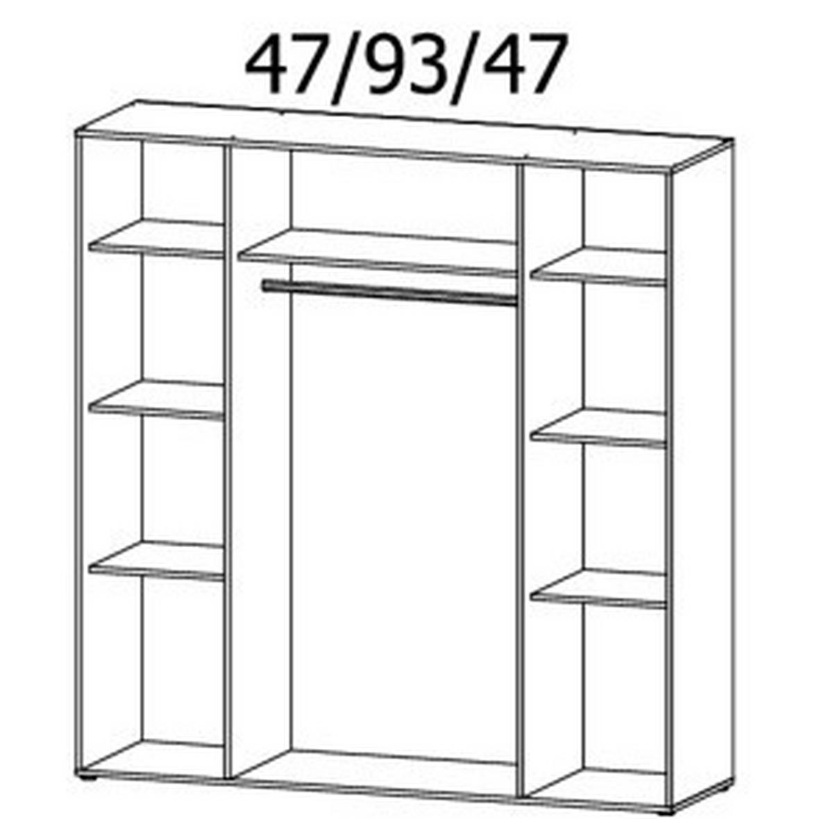 DREHTÜRENSCHRANK in Weiss, Eiche Artisan  - Weiss/Eiche Artisan, Basics, Holzwerkstoff/Metall (187/194/53cm) - Boxxx