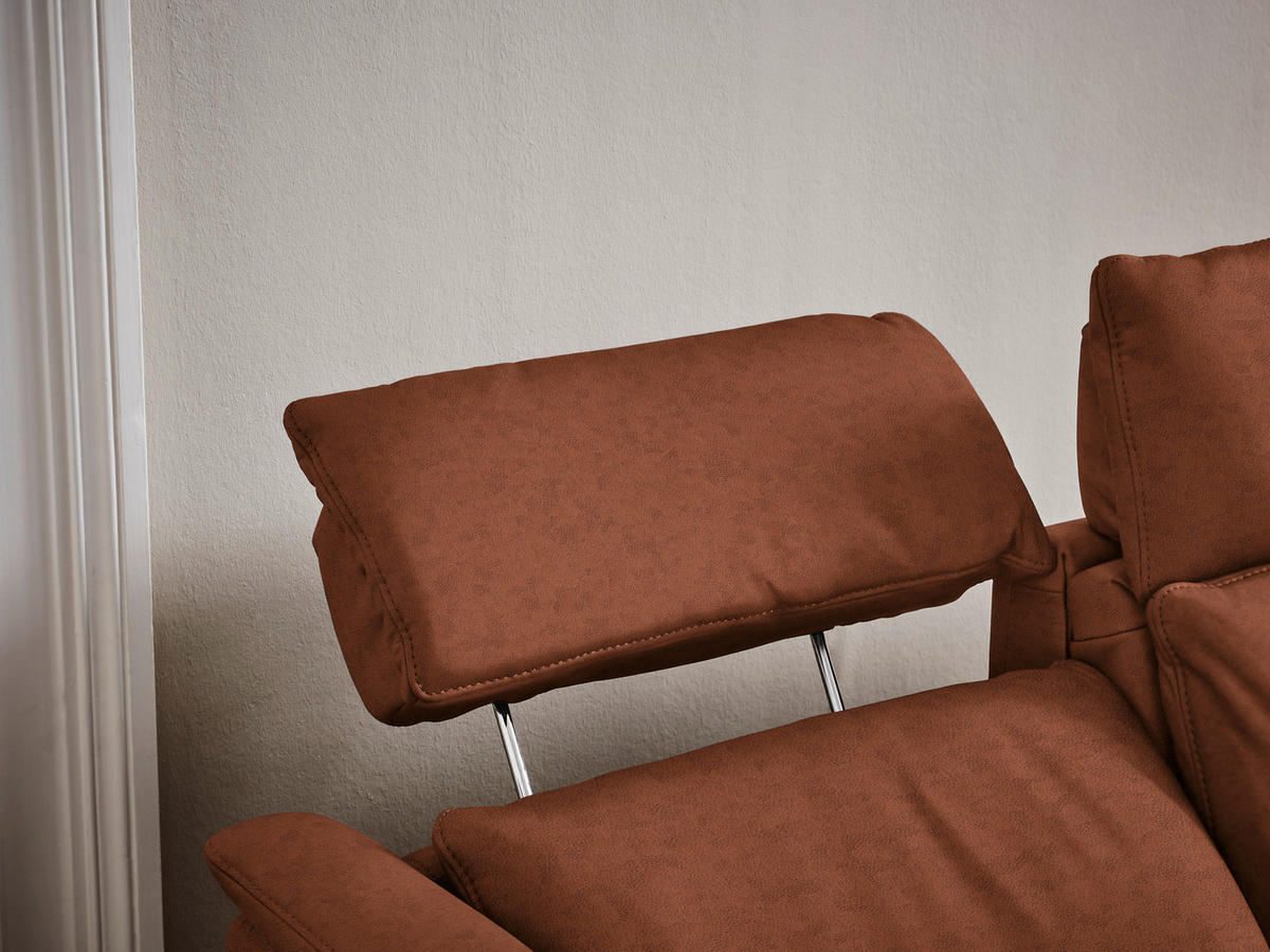 TRAPEZSOFA in Echtleder Cognac  - Cognac/Schwarz, Konventionell, Leder/Metall (221/103/95cm) - Dieter Knoll