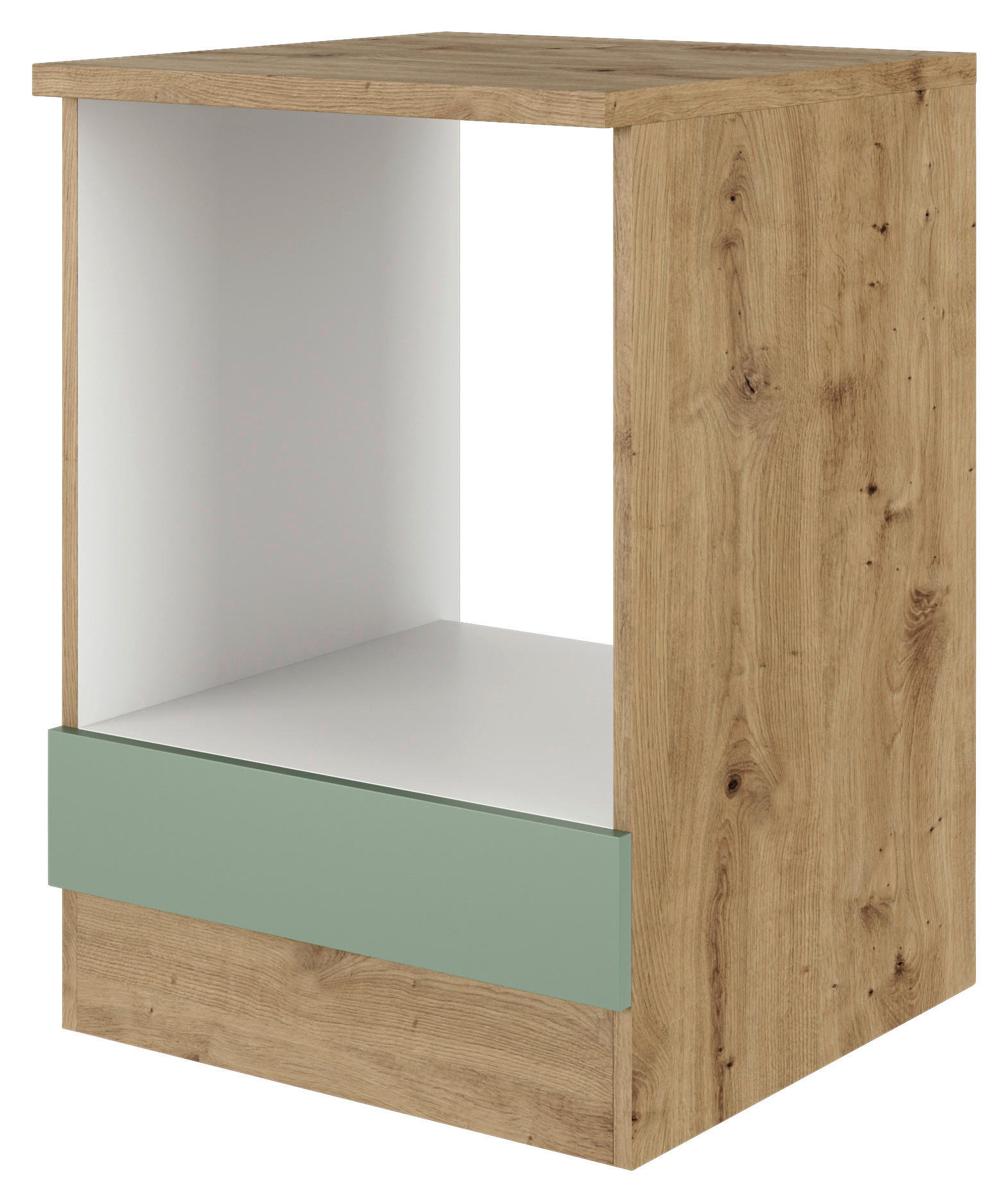 FlexWell Herdumbauschrank Eiche Artisan, Schilfgrün 60x85x57 cm