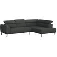 ECKSOFA in Chenille Dunkelgrau  280/205 cm  - Dunkelgrau/Schwarz, Design, Textil/Metall (280/205cm) - Xora