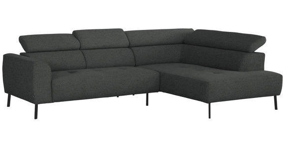 ECKSOFA in Chenille Dunkelgrau  280/205 cm  - Dunkelgrau/Schwarz, Design, Textil/Metall (280/205cm) - Xora