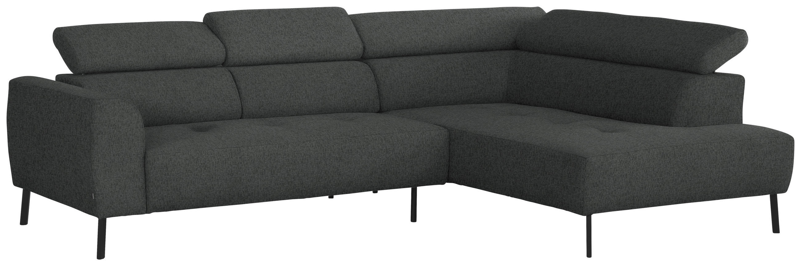 ECKSOFA  in Chenille Dunkelgrau  280/205 cm  - Dunkelgrau/Schwarz, Design, Textil/Metall (280/205cm) - Xora