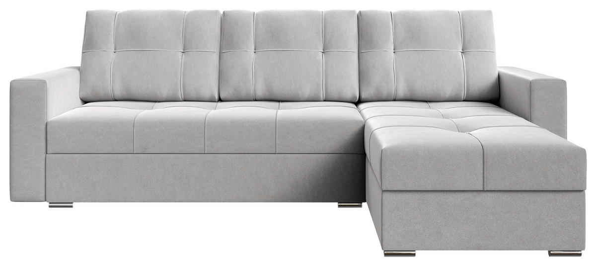 ECKSOFA  in Samt Hellgrau  - Chromfarben/Hellgrau, KONVENTIONELL, Kunststoff/Textil (233/140cm) - Carryhome