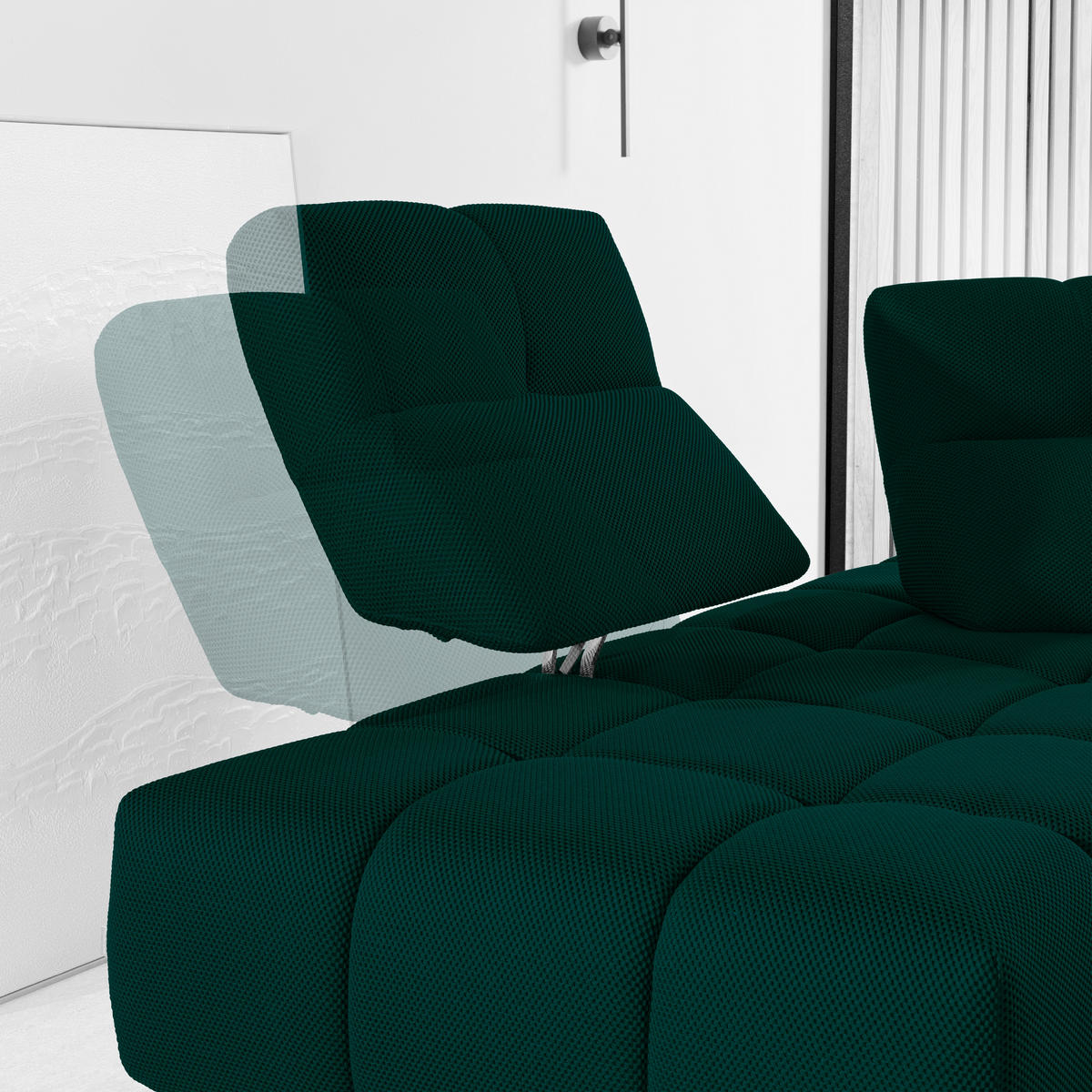 ECKSOFA in Struktur Petrol  233/313 cm  - Petrol/Schwarz, Design, Kunststoff/Textil (233/313cm) - Emilio Belluti