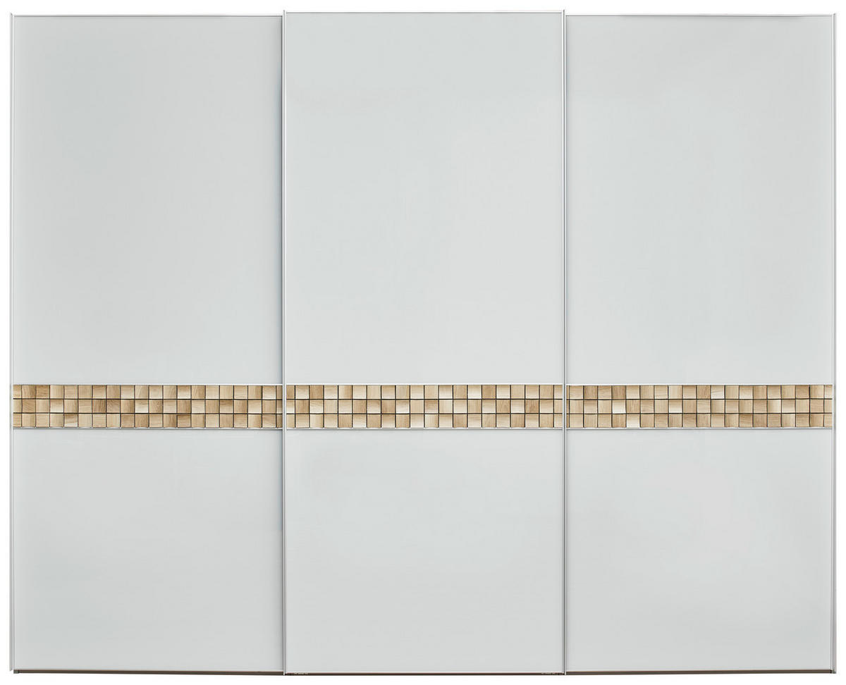 SCHWEBETÜRENSCHRANK in Grau, Eichefarben  - Eichefarben/Alufarben, Design, Glas/Holz (298/222/68cm) - Dieter Knoll