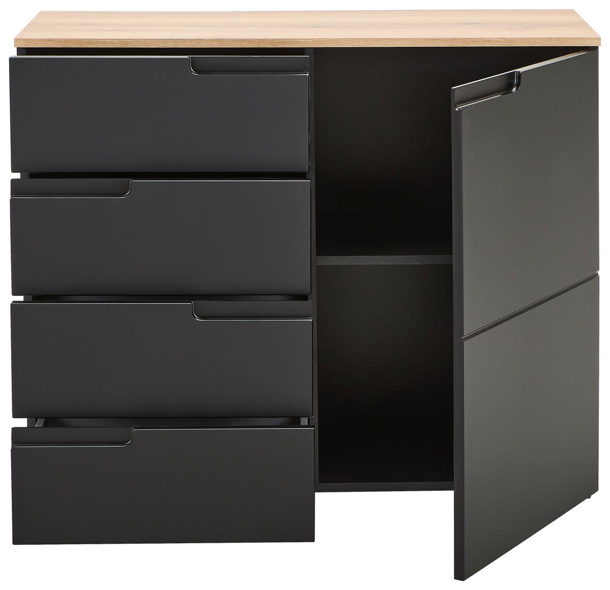 KOMMODE Swim, 100/80/40 cm, 4 Schublade(n)  - Eichefarben/Schwarz, Design, Holzwerkstoff/Kunststoff (100/80/40cm) - MID.YOU