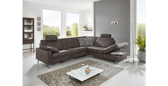 ECKSOFA in Mikrofaser Anthrazit  - Anthrazit/Alufarben, Design, Textil/Metall (275/242cm) - Dieter Knoll