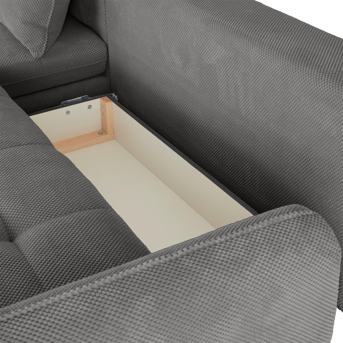 ECKSOFA WAVE Grau Struktur  - Beige/Schwarz, MODERN, Textil/Metall (189/266cm) - MID.YOU