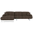 ECKSOFA Lesina in Webstoff Mokka  184/304 cm  - Mokka, Design, Textil/Metall (184/304cm) - Dieter Knoll