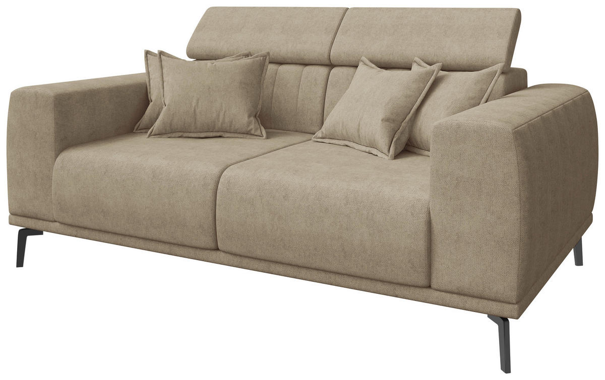 2-SITZER-SOFA Webstoff Beige  - Beige/Schwarz, KONVENTIONELL, Textil/Metall (200/80/110cm) - Carryhome