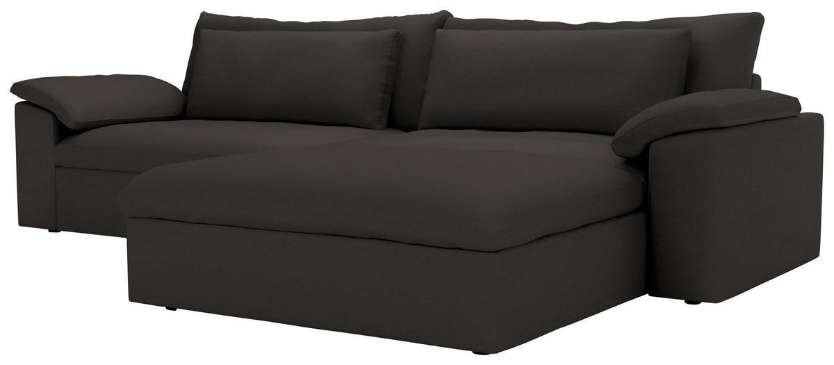 ECKSOFA  Chenille Mokka  - Schwarz/Mokka, Modern, Kunststoff/Textil (306/198cm) - Carryhome