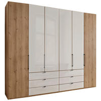 DREHTÜRENSCHRANK in Champagner, Eiche Bianco  - Schieferfarben/Eiche Bianco, Konventionell, Glas/Holzwerkstoff (250/216/58cm) - Dieter Knoll