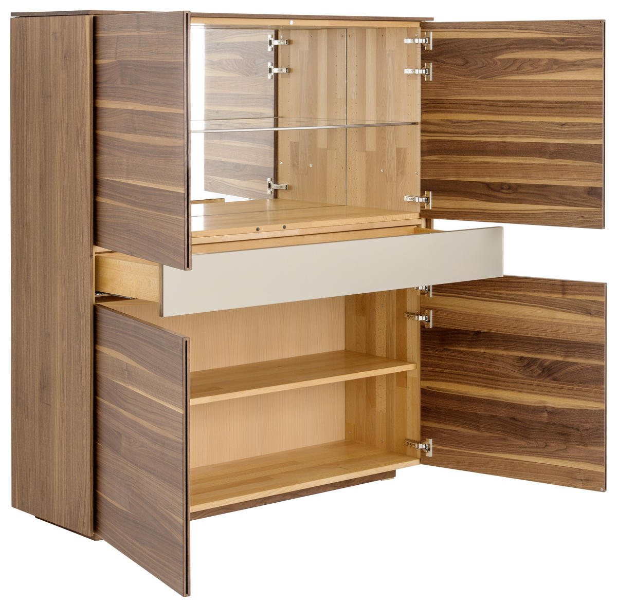 HIGHBOARD  in 132,9/150,2/41,8 cm  - Nussbaumfarben/Bronzefarben, Design, Glas/Holz (132,9/150,2/41,8cm) - Team 7