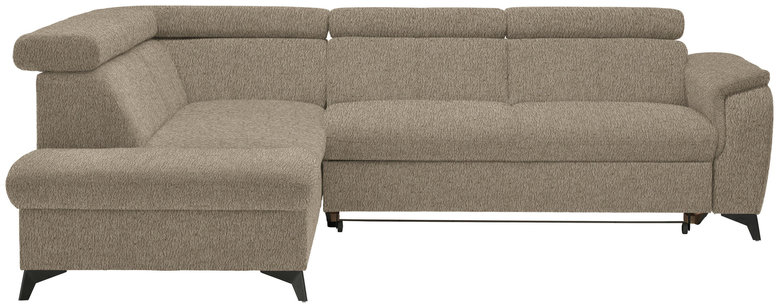 ECKSOFA in Teddystoff Braun  - Schwarz/Braun, Design, Textil/Metall (203/260cm) - Stylife