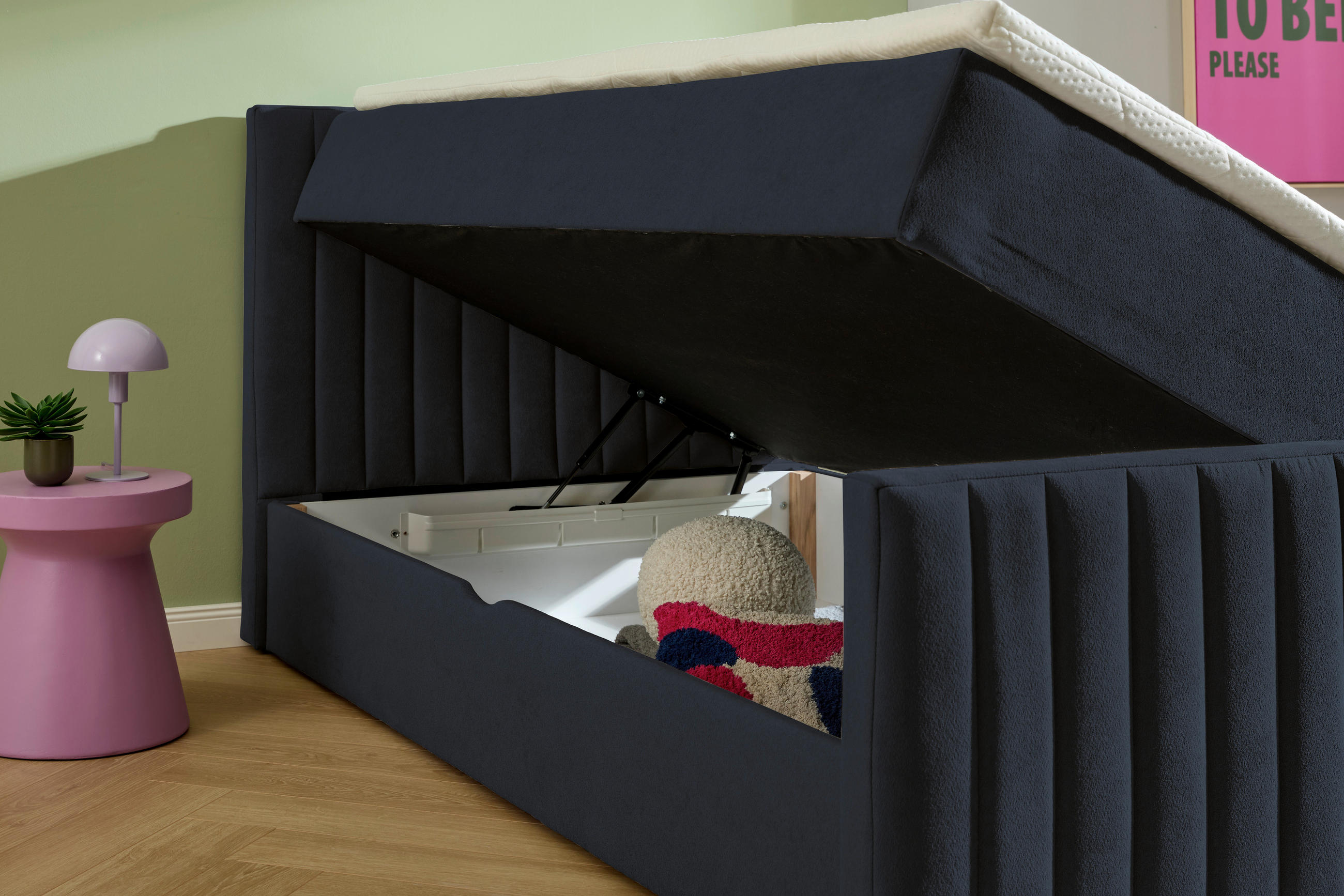 BOXBETT 100/200 cm  in Anthrazit  - Anthrazit/Schwarz, KONVENTIONELL, Kunststoff/Textil (100/200cm) - Boxxx