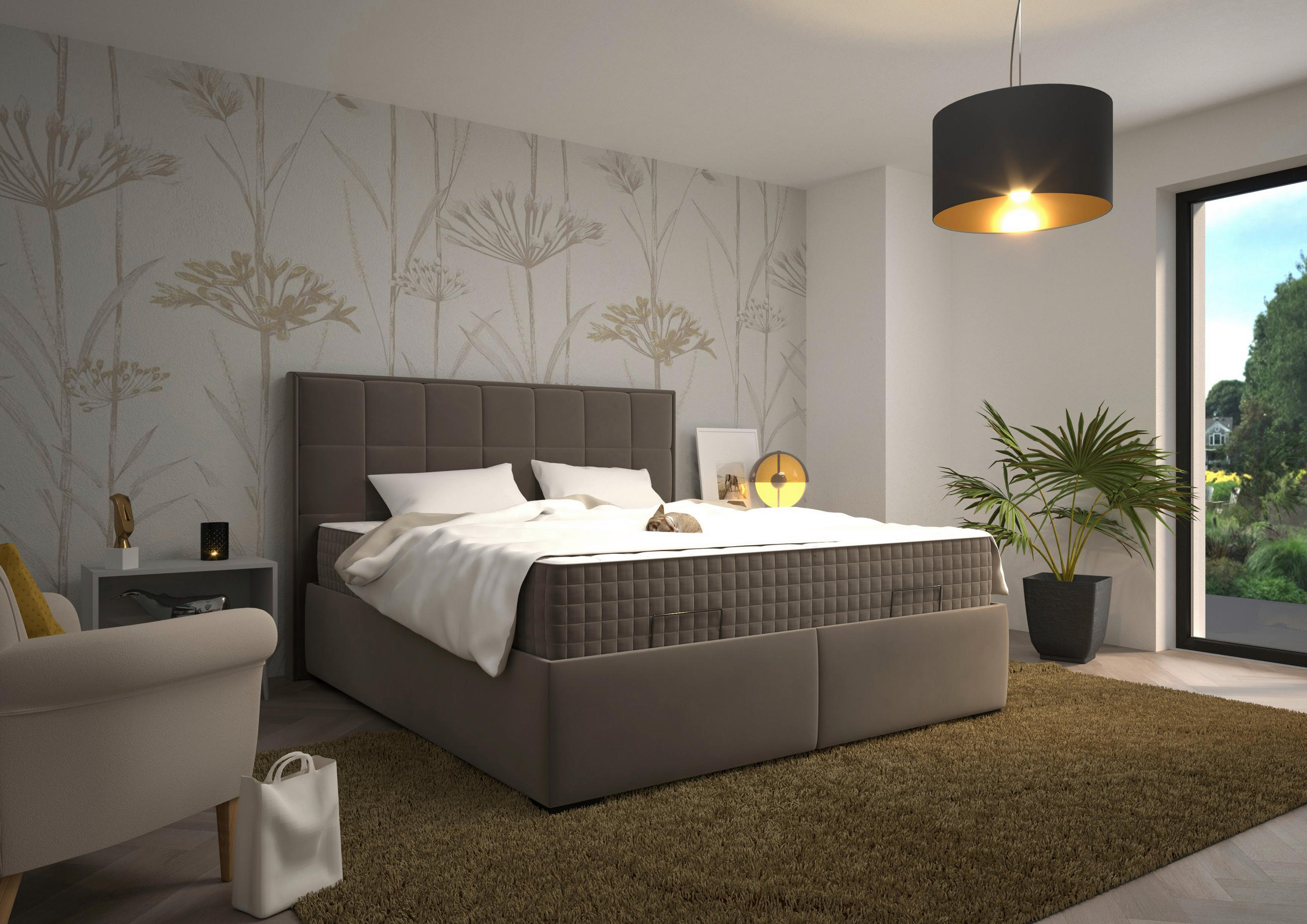ČALÚNENÁ POSTEĽ, 180/200 cm, taupe - taupe, Basics, drevo/textil (180/200cm) - Blanar