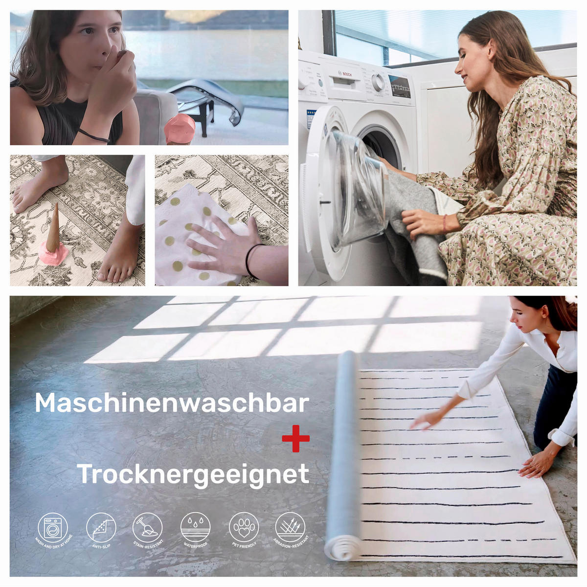 KINDERTEPPICH 120/120 cm LIVING ECOVIA  - Pastellblau/Salbeigrün, Trend, Kunststoff/Textil (120/120cm) - Lindorug