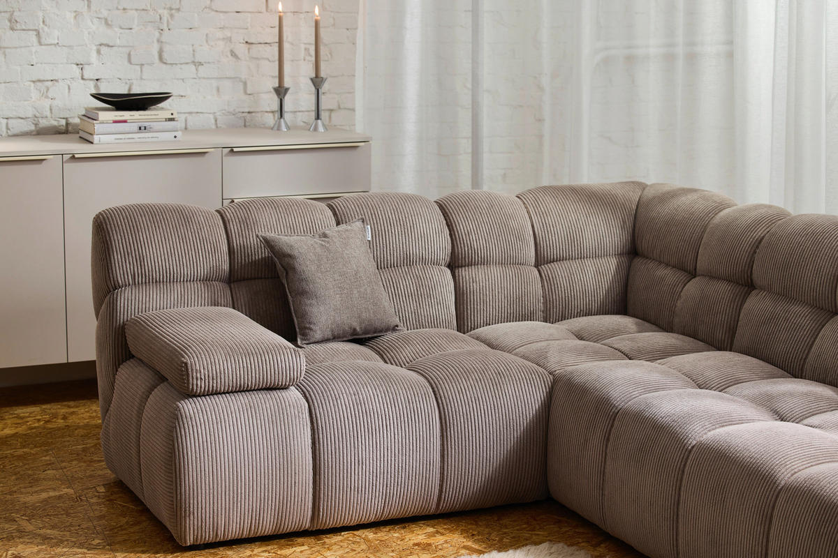 ECKSOFA Braun Cord Rücken echt  - Schwarz/Braun, KONVENTIONELL, Kunststoff/Textil (195/265cm) - Tom Tailor