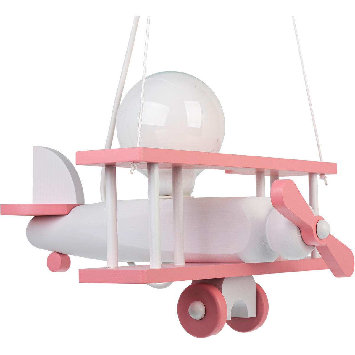 KINDERHÄNGELEUCHTE Flugzeug 42/45/75 cm   - Weiß/Rosa, KONVENTIONELL, Holz (42/45/75cm)