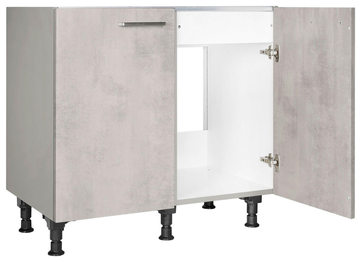 SPÜLENUNTERSCHRANK 90/87/56 cm  in Hellgrau  - Edelstahlfarben/Hellgrau, MODERN, Holzwerkstoff/Metall (90/87/56cm) - Nobilia