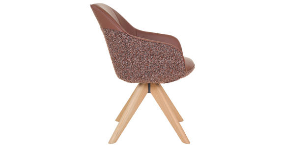 ARMLEHNSTUHL  Sitzfläche 360° drehbar, automatische Rückholfunktion Chenille, Lederlook  - Rotbraun/Eichefarben, KONVENTIONELL, Holz/Textil (60/83/65cm) - Landscape