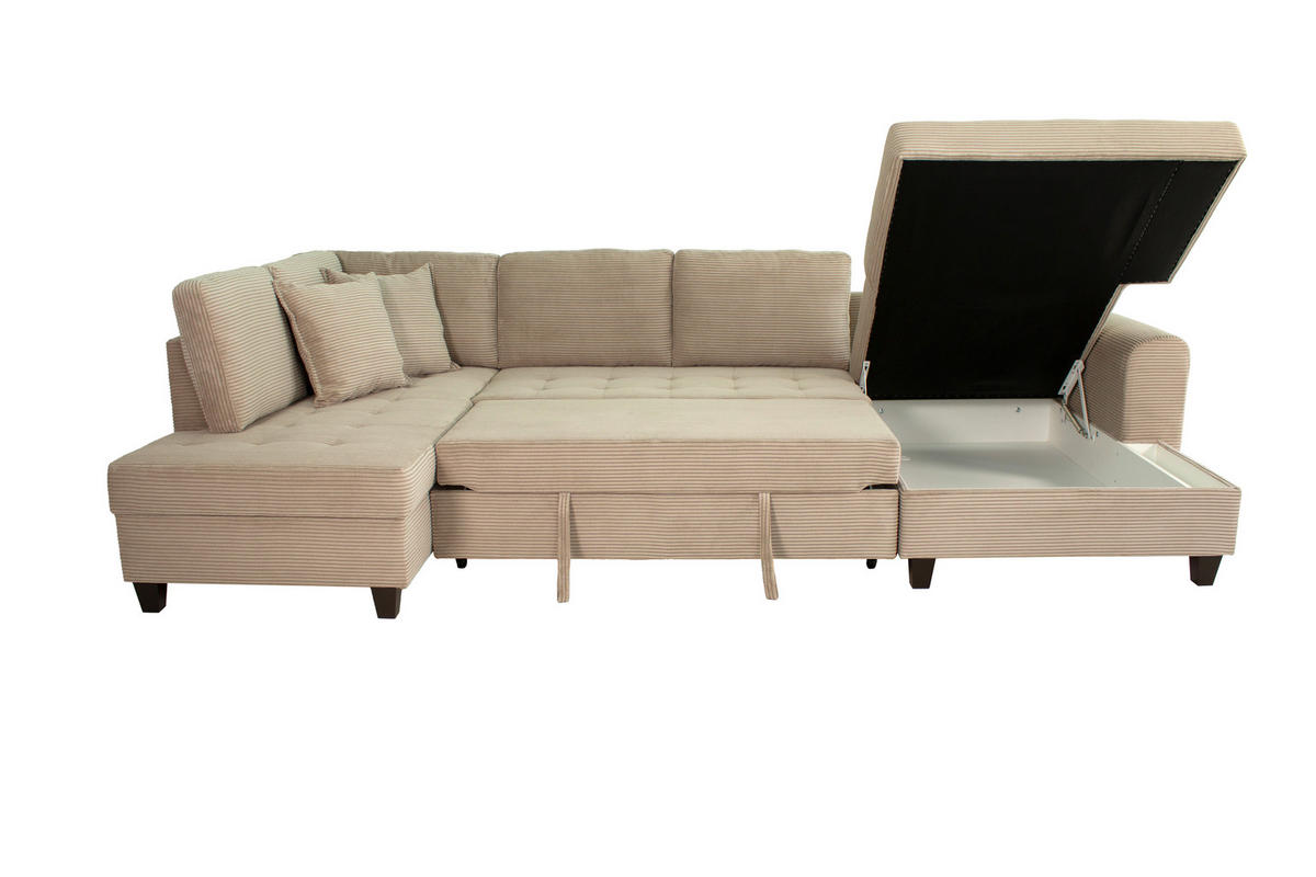 WOHNLANDSCHAFT MORITZ Graubraun Cord  - Graubraun, Trend, Textil (178/324/155cm) - P & B