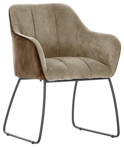 ARMLEHNSTUHL  in Flachgewebe  - Taupe/Schwarz, Design, Metall (59/85/59cm) - Novel
