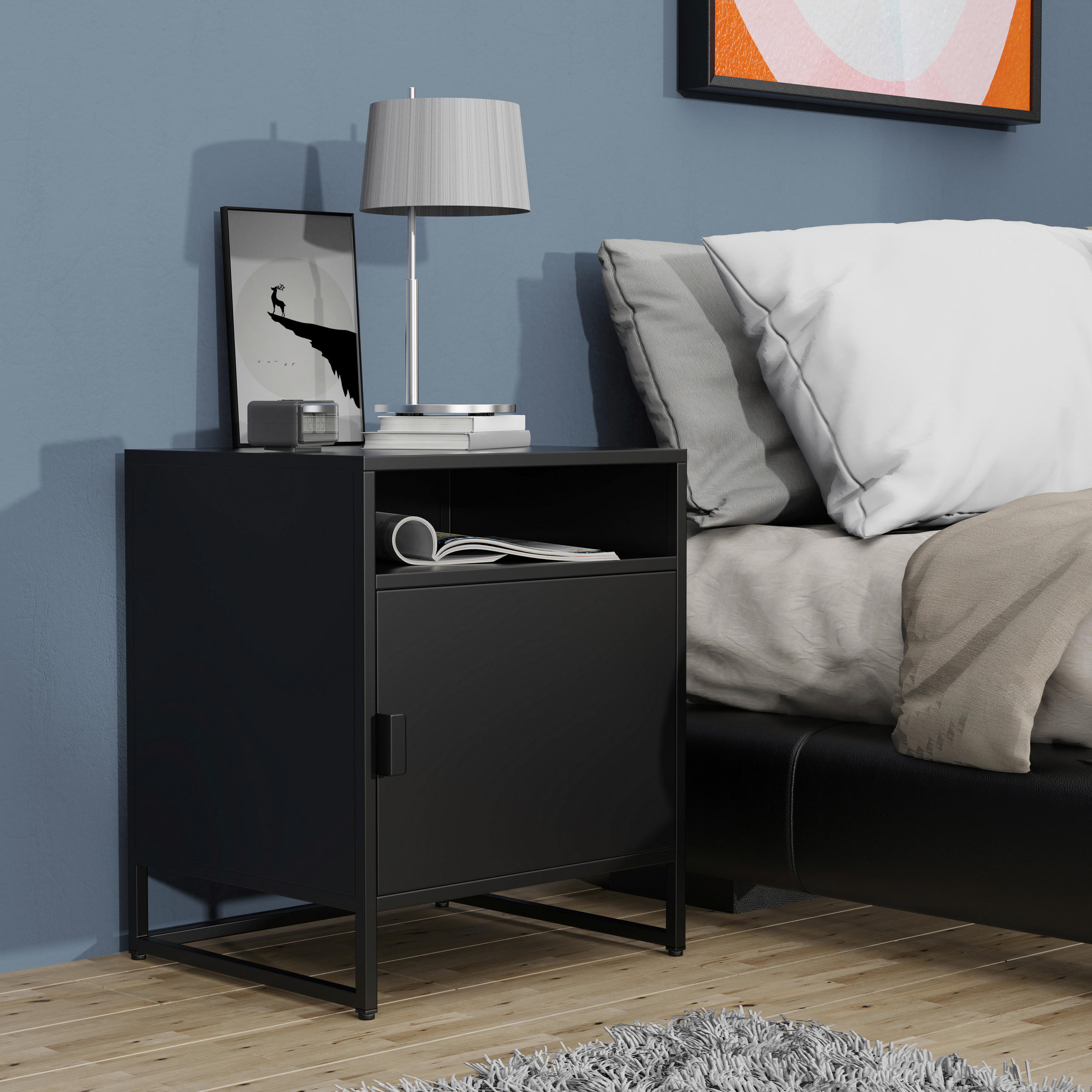 NACHTSCHRANK 45/55/40 cm  - Schwarz, MODERN, Holzwerkstoff/Kunststoff (45/55/40cm) - MID.YOU