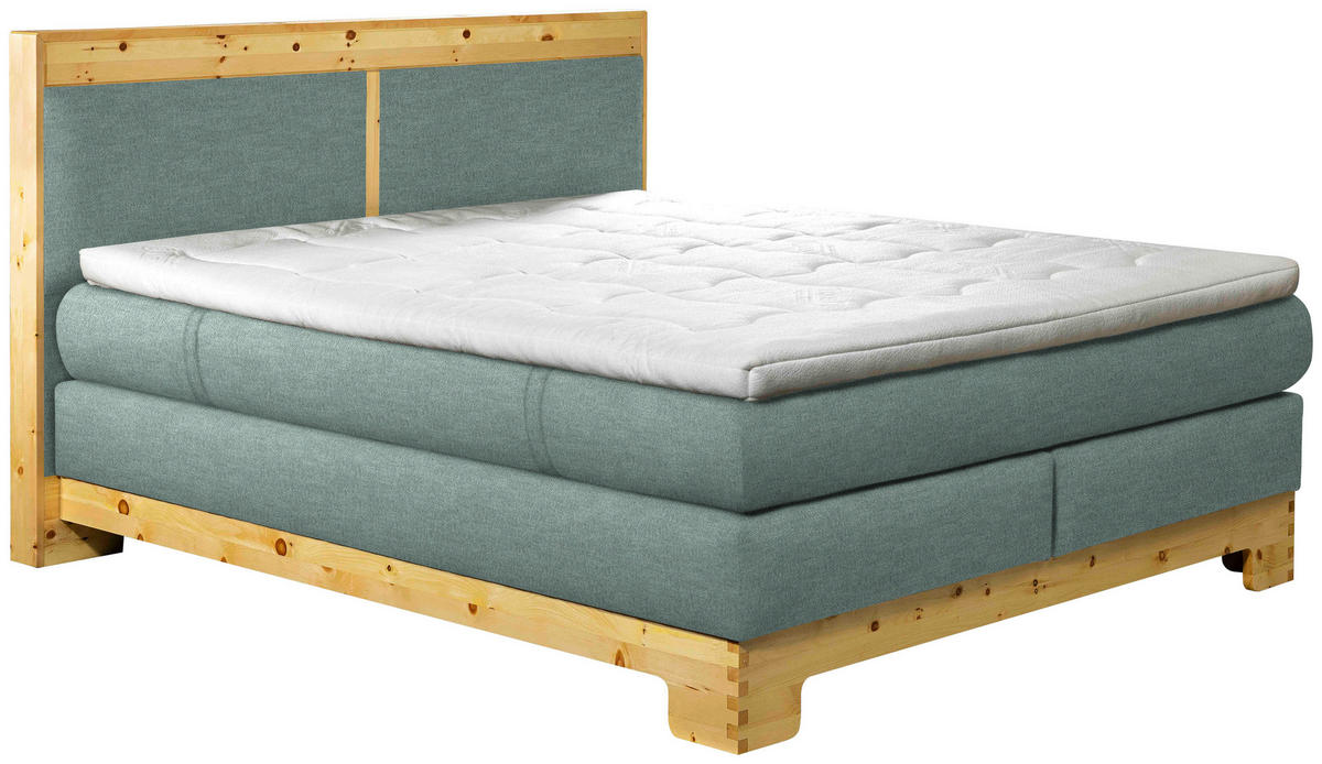 BOXSPRINGBETT 180/200 cm  Mintgrün  - Mintgrün, Natur, Holz/Textil (180/200cm) - Linea Natura