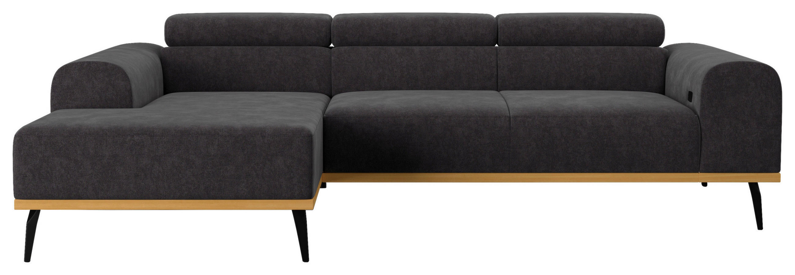 ECKSOFA Mikrofaser Schwarz  - Schwarz, Konventionell, Textil/Metall (157/244cm) - Cotta