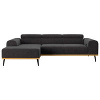 ECKSOFA Schwarz Mikrofaser  - Schwarz, KONVENTIONELL, Textil/Metall (157/244cm) - Cotta