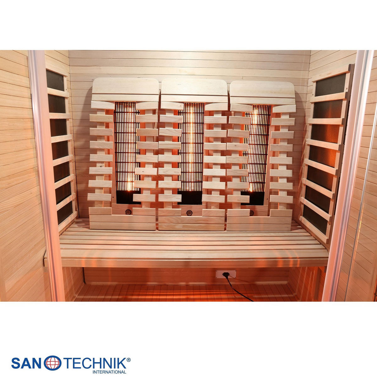 INFRAROTKABINE für 3 Personen OPEN  - Naturfarben, KONVENTIONELL, Holz (150/120/200cm) - Sanotechnik