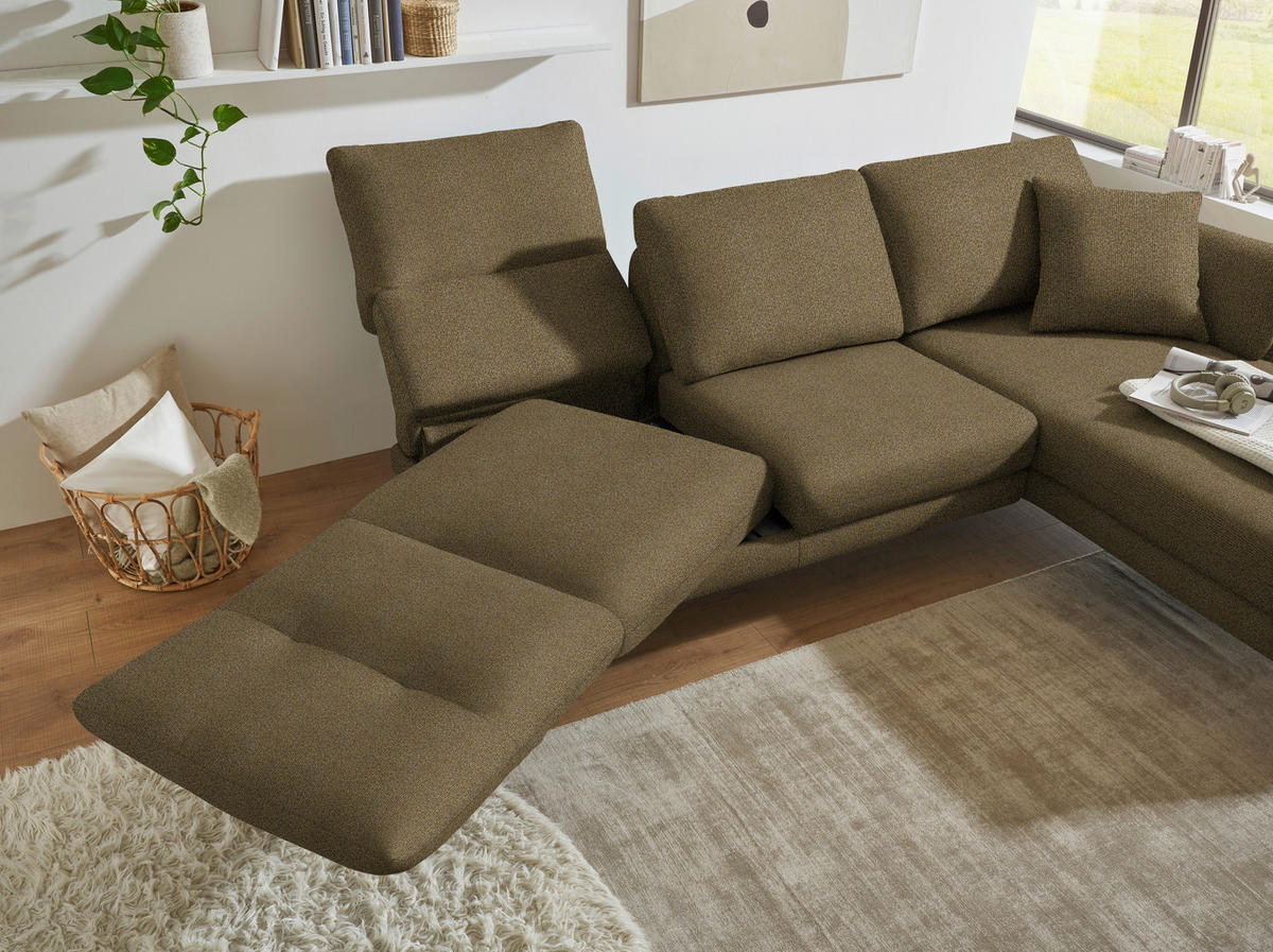 ECKSOFA  in Flachgewebe Khaki  255-365/175-224 cm  - Khaki/Schwarz, Design, Textil/Metall (255-365/175-224cm) - Dieter Knoll